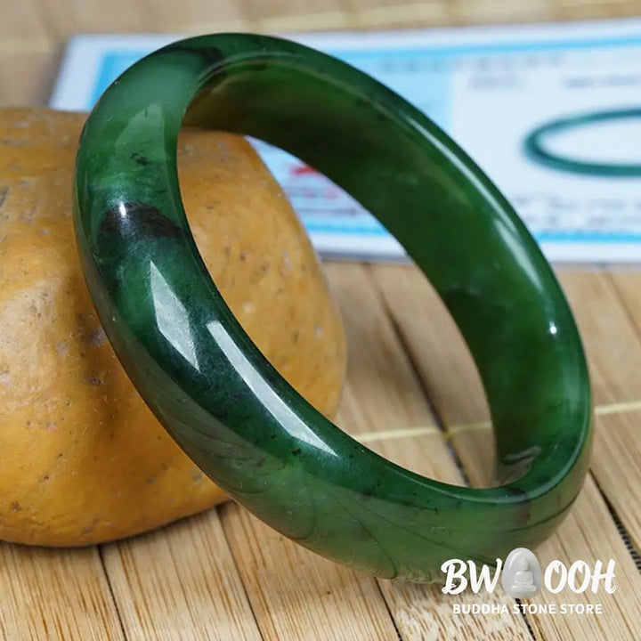 Buddha Stones Natural Hetian Cyan Jade Happiness Success Bracelet Bangle - BWOOOH - Bracelet Bangle