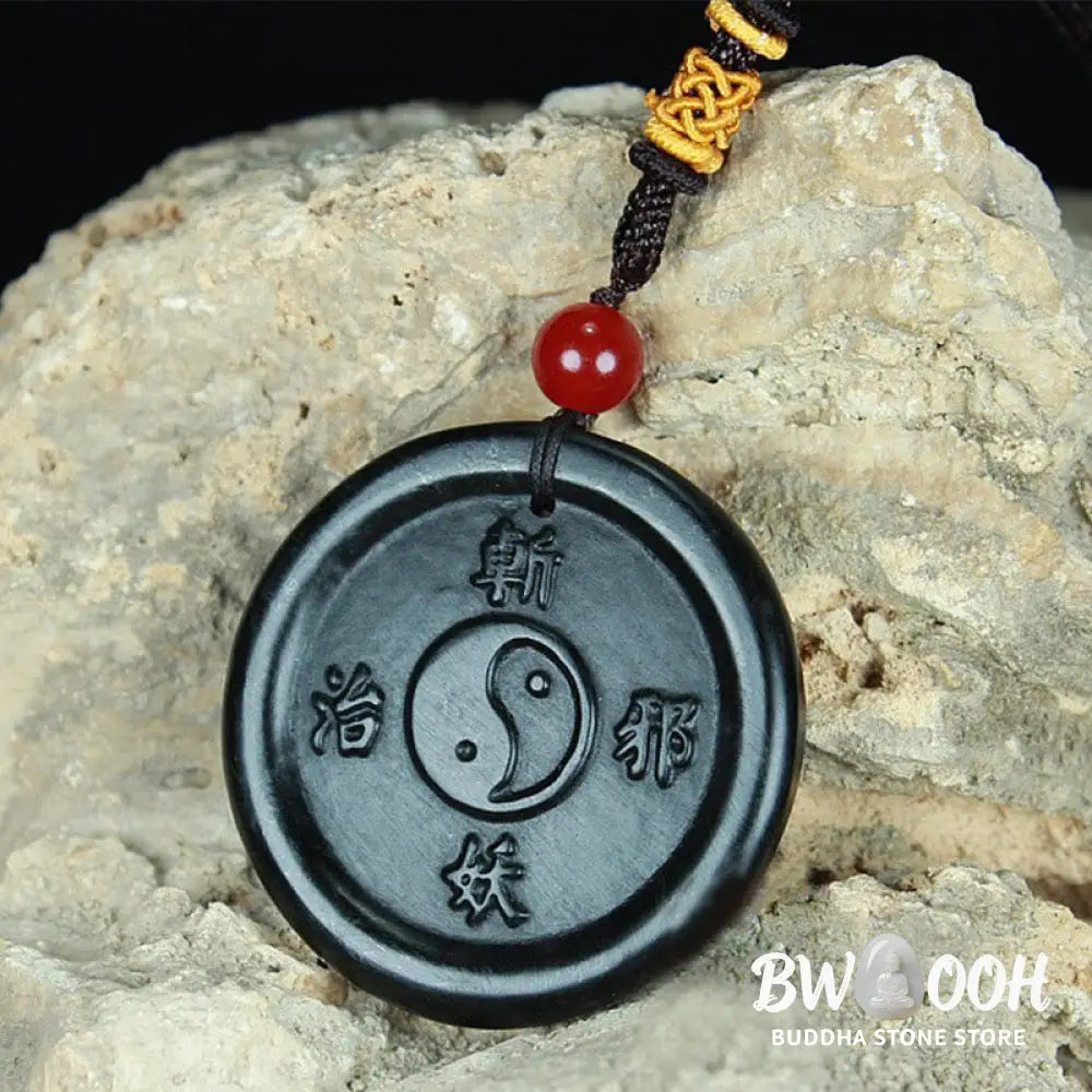 Buddha Stones Natural Hetian Cyan Jade Yin Yang Luck Harmony Necklace Pendant - BWOOOH - Cyan Jade(Success♥Healing)