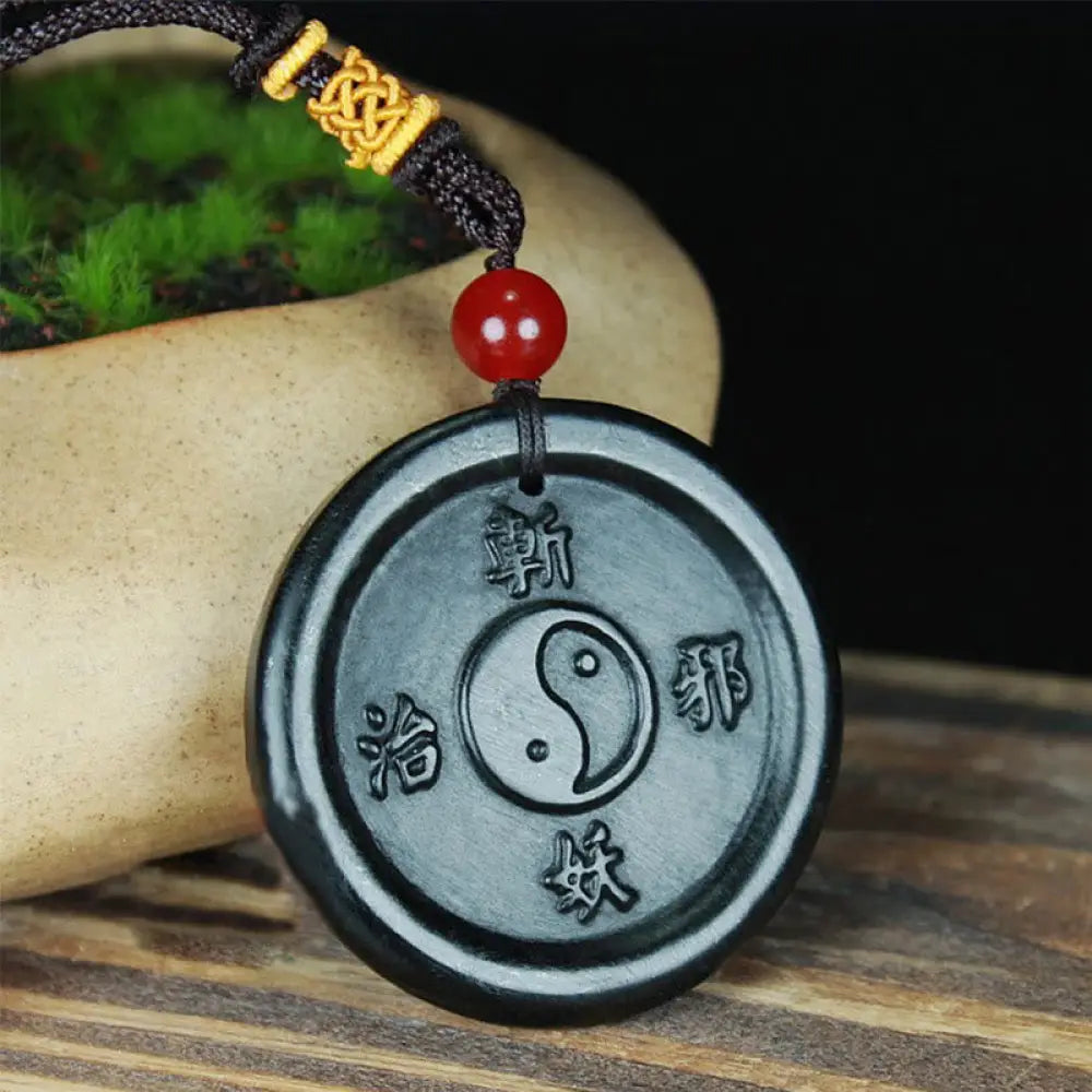 BWOOOH natural Hetian cyan jade yin yang luck harmony necklace pendant