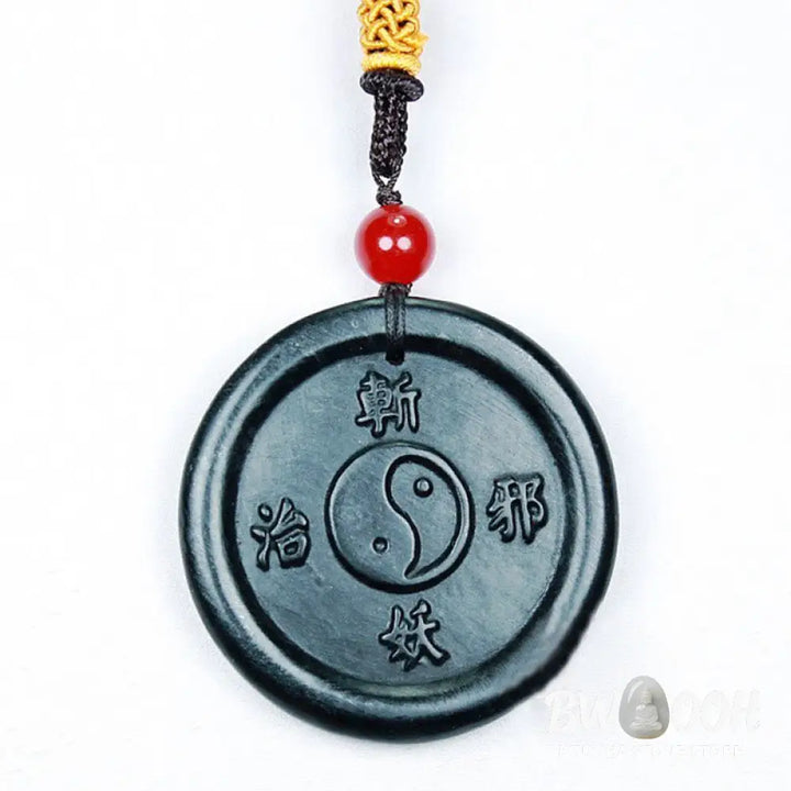 Buddha Stones Natural Hetian Cyan Jade Yin Yang Luck Harmony Necklace Pendant - BWOOOH - Cyan Jade(Success♥Healing)