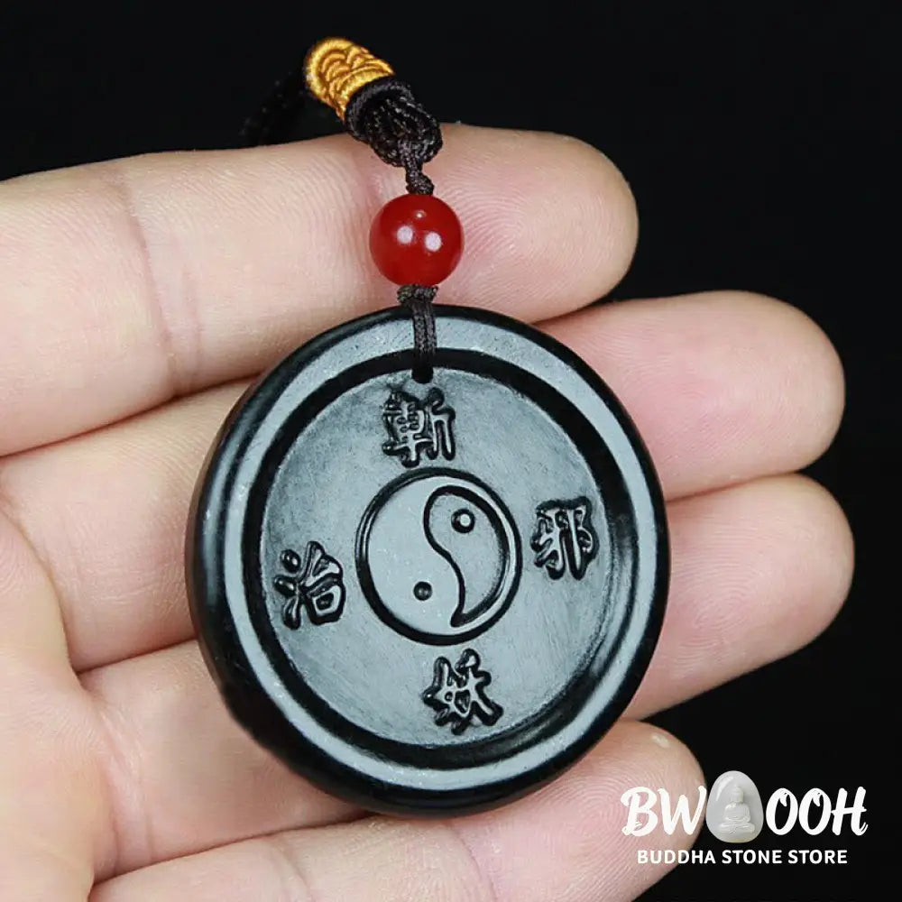 Buddha Stones Natural Hetian Cyan Jade Yin Yang Luck Harmony Necklace Pendant - BWOOOH - Cyan Jade(Success♥Healing)