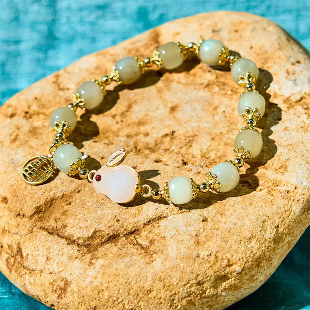 BWOOOH Natural Hetian Jade Fu Character Fu Brand Rabbit Abundance Bracelet — Jade jade bracelet for spiritual healing and ...