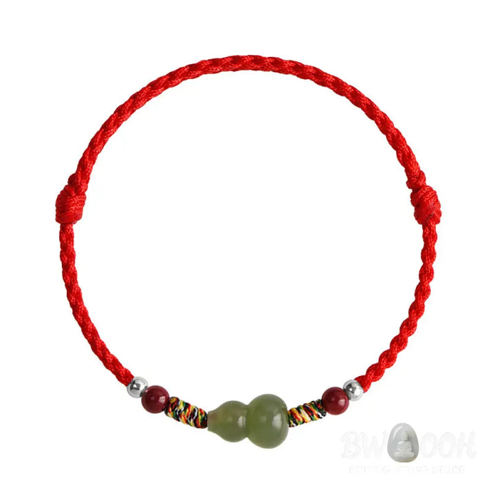 Buddha Stones Natural Hetian Jade Gourd Protection Luck Braided Bracelet Anklet - BWOOOH - Bracelet Anklet