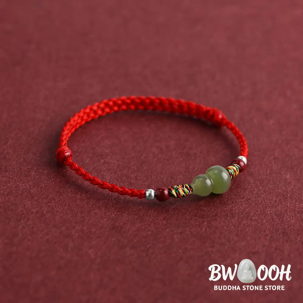 Buddha Stones Natural Hetian Jade Gourd Protection Luck Braided Bracelet Anklet - BWOOOH - Bracelet Anklet