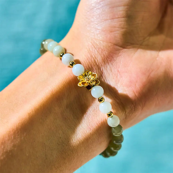 BWOOOH Natural Hetian Jade Gradient Lotus Abundance Bracelet — Jade jade bracelet for spiritual healing and mindful living