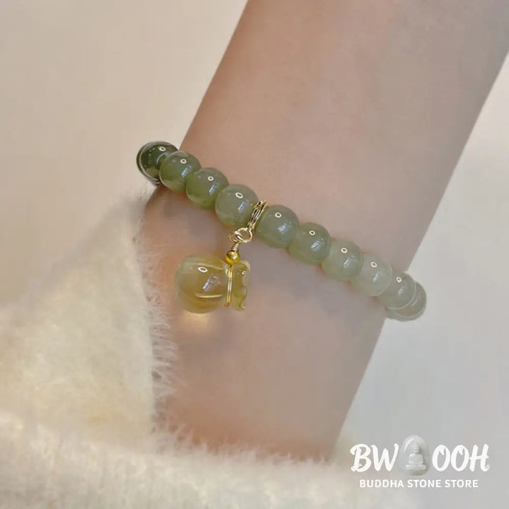 BWOOOH Natural Hetian Jade Money Bag Charm Bead Prosperity Bracelet - Hetian Jade(Prosperity♥Abundance)