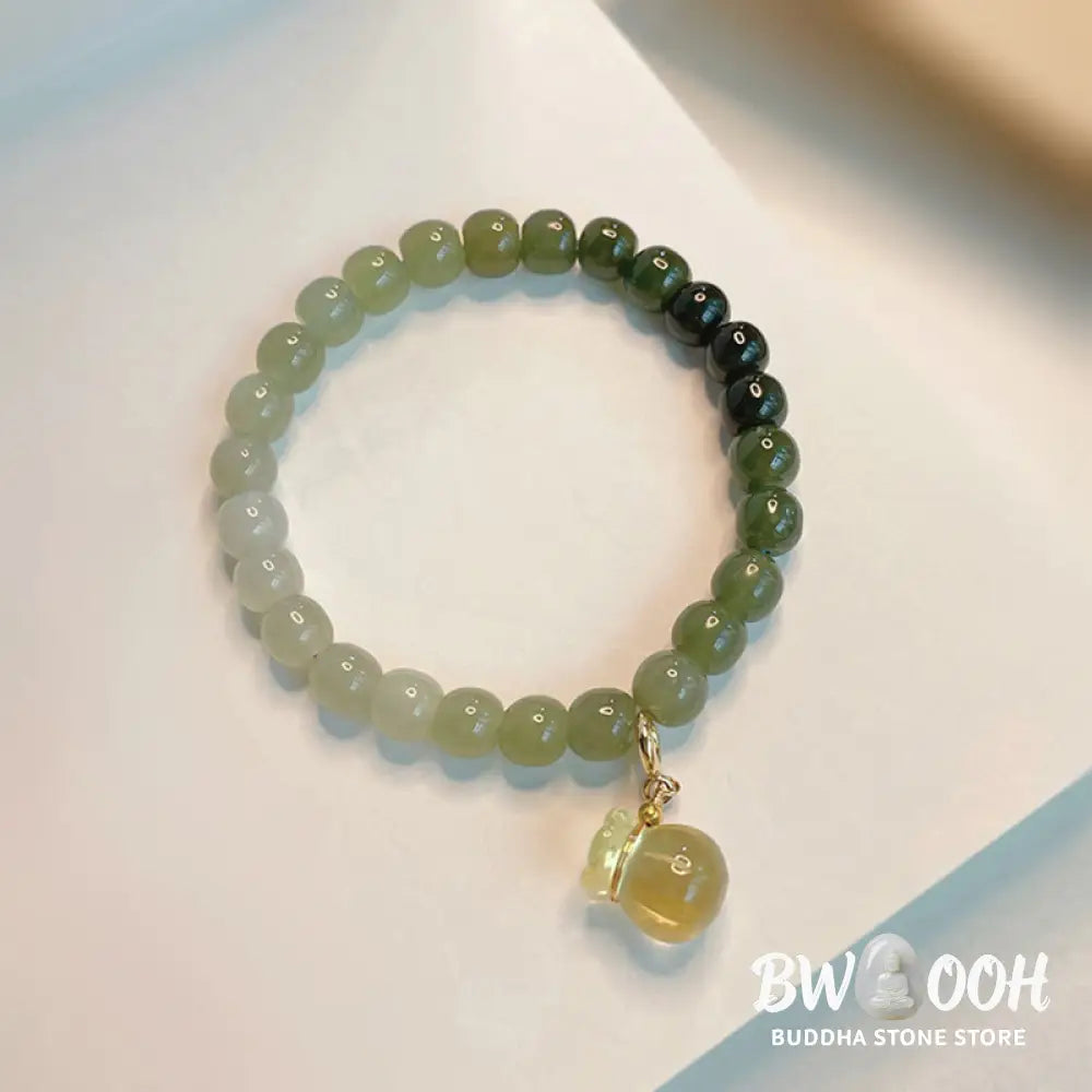 BWOOOH Natural Hetian Jade Money Bag Charm Bead Prosperity Bracelet - Hetian Jade(Prosperity♥Abundance)