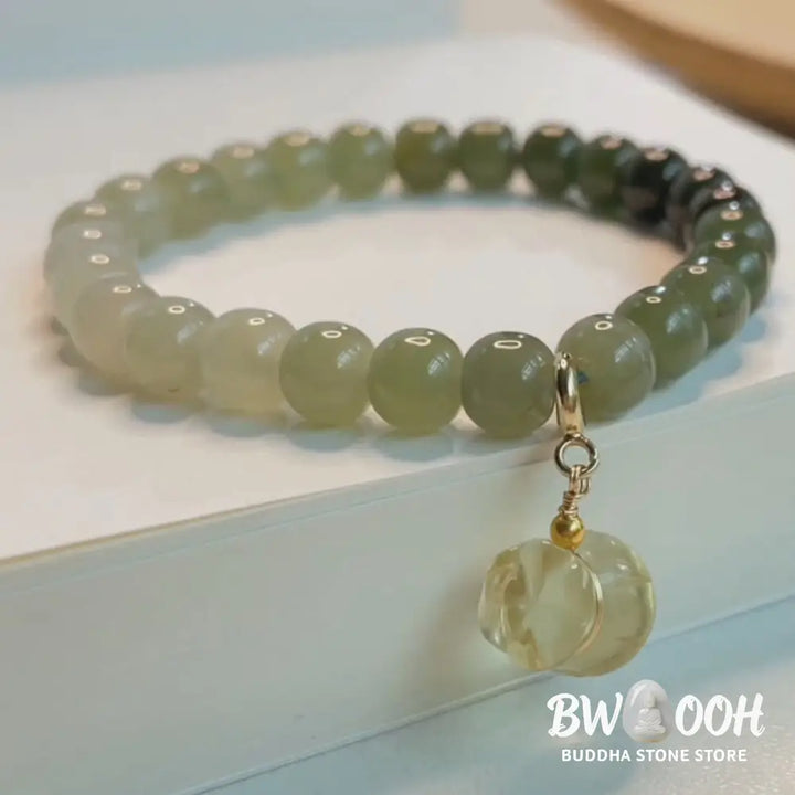 BWOOOH Natural Hetian Jade Money Bag Charm Bead Prosperity Bracelet - Hetian Jade(Prosperity♥Abundance)