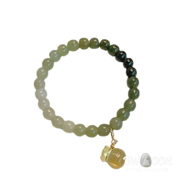 BWOOOH Natural Hetian Jade Money Bag Charm Bead Prosperity Bracelet - Hetian Jade(Prosperity♥Abundance)