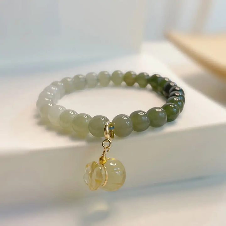 BWOOOH Natural Hetian Jade Money Bag Charm Bead Prosperity Bracelet - Hetian Jade(Prosperity♥Abundance)