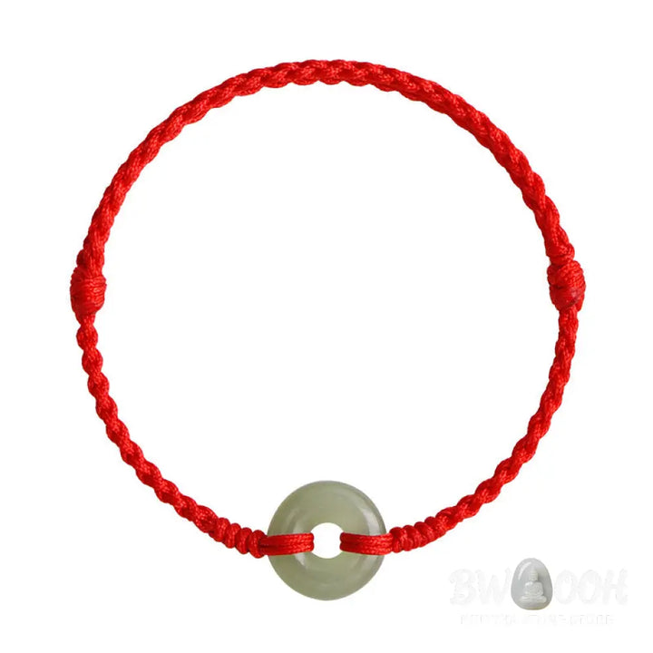 Buddha Stones Natural Hetian Jade Peace Buckle Protection Luck Braided Bracelet Anklet - BWOOOH - Bracelet Anklet