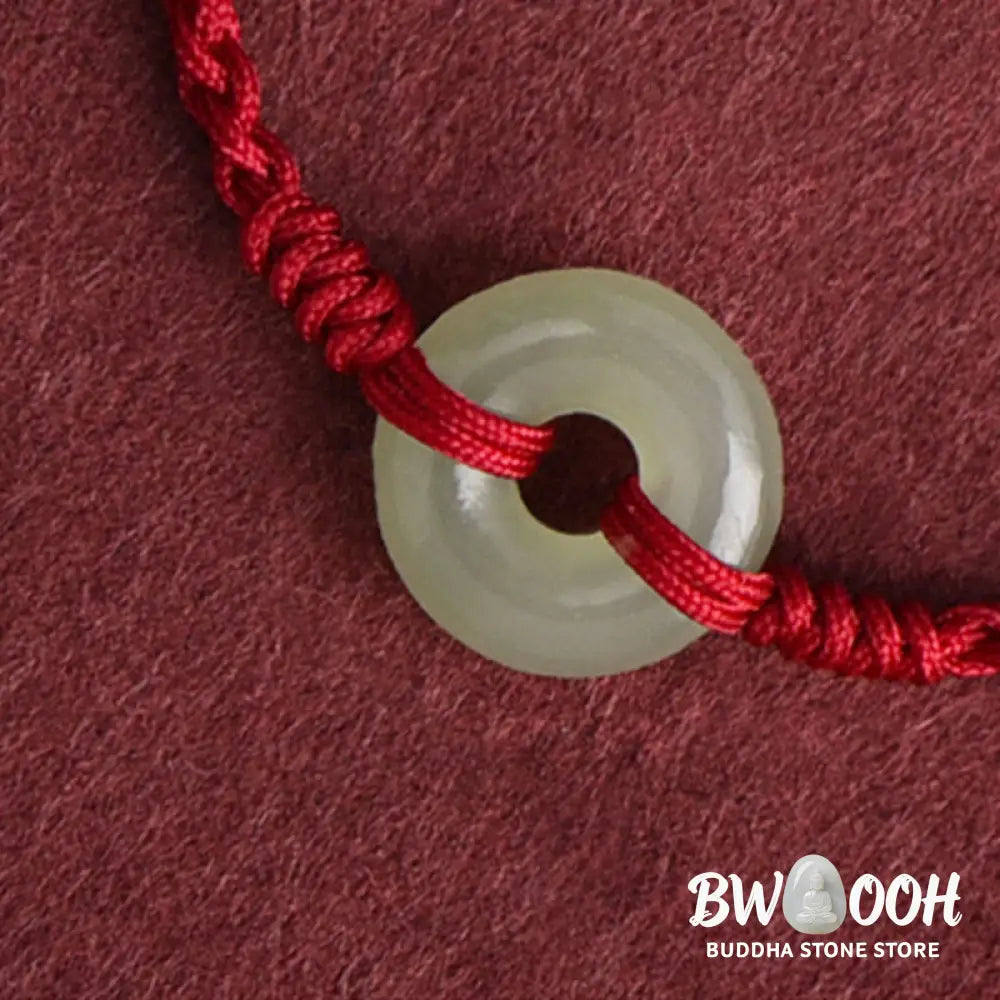 Buddha Stones Natural Hetian Jade Peace Buckle Protection Luck Braided Bracelet Anklet - BWOOOH - Bracelet Anklet