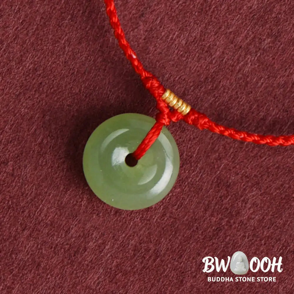 Buddha Stones Natural Hetian Jade Peace Buckle String Abundance Bracelet Anklet - Bracelet