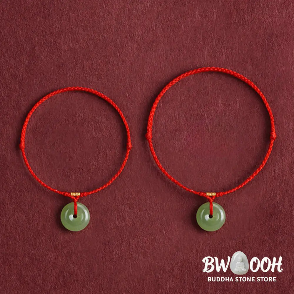 Buddha Stones Natural Hetian Jade Peace Buckle String Abundance Bracelet Anklet - Bracelet