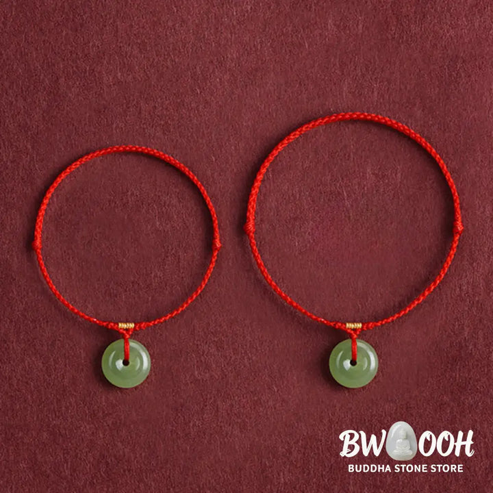 Buddha Stones Natural Hetian Jade Peace Buckle String Abundance Bracelet Anklet - Bracelet