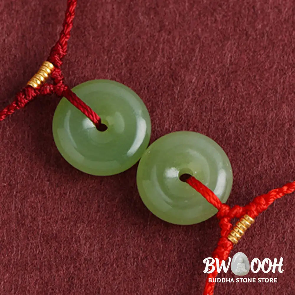 Buddha Stones Natural Hetian Jade Peace Buckle String Abundance Bracelet Anklet - Bracelet