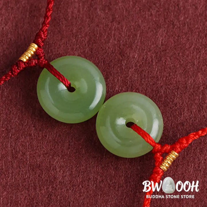 Buddha Stones Natural Hetian Jade Peace Buckle String Abundance Bracelet Anklet - Bracelet