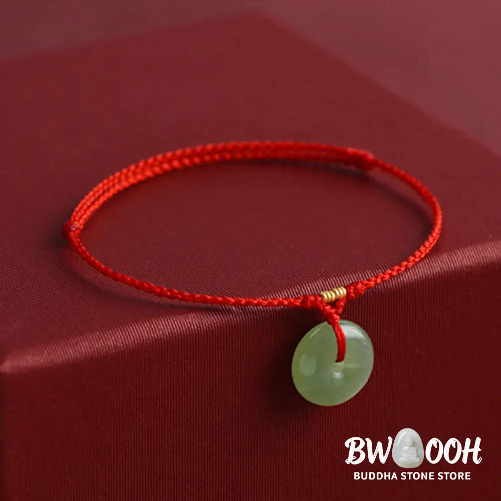 Buddha Stones Natural Hetian Jade Peace Buckle String Abundance Bracelet Anklet - Bracelet
