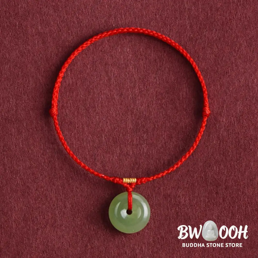 Buddha Stones Natural Hetian Jade Peace Buckle String Abundance Bracelet Anklet - Bracelet