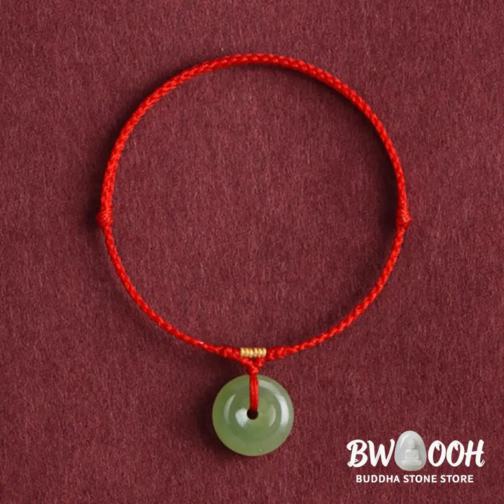 Buddha Stones Natural Hetian Jade Peace Buckle String Abundance Bracelet Anklet - Bracelet