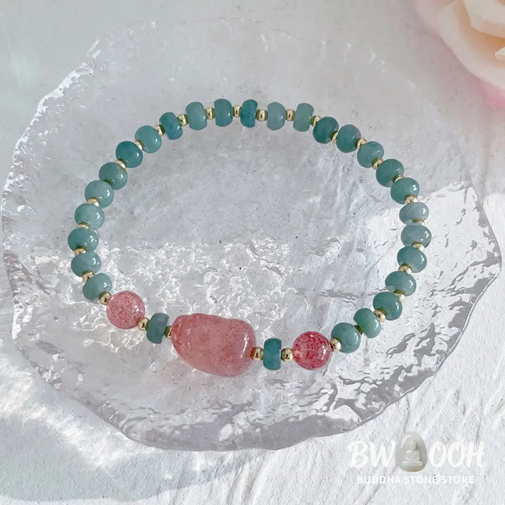 Buddha Stones Natural Hetian Jade Pearl Peace Buckle Fu Character Gourd Money Bag Strawberry Quartz PiXiu Luck Bracelet