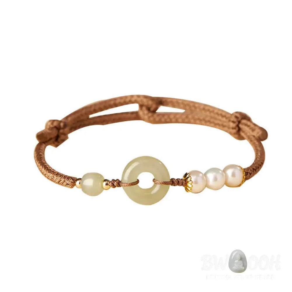 Buddha Stones Natural Hetian Jade Pearl Peace Buckle Luck Bracelet - BWOOOH - Bracelet
