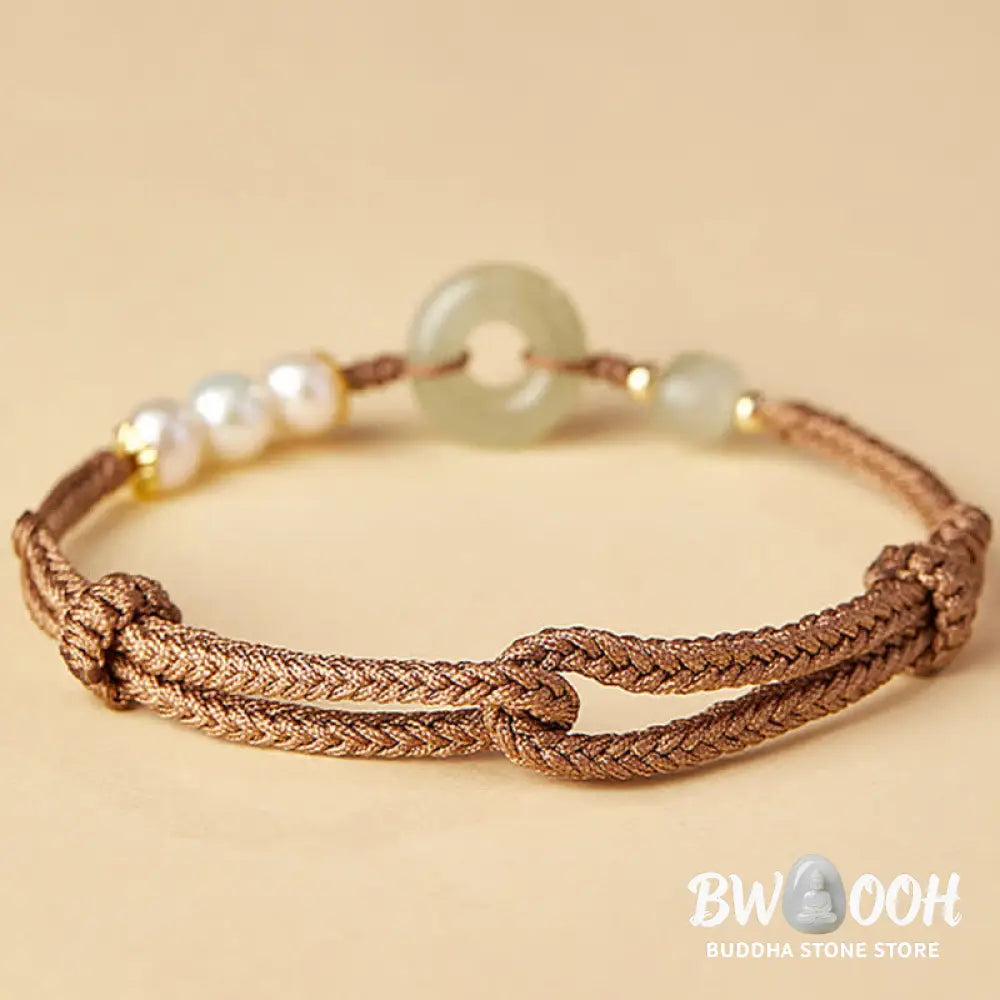 Buddha Stones Natural Hetian Jade Pearl Peace Buckle Luck Bracelet - BWOOOH - Bracelet
