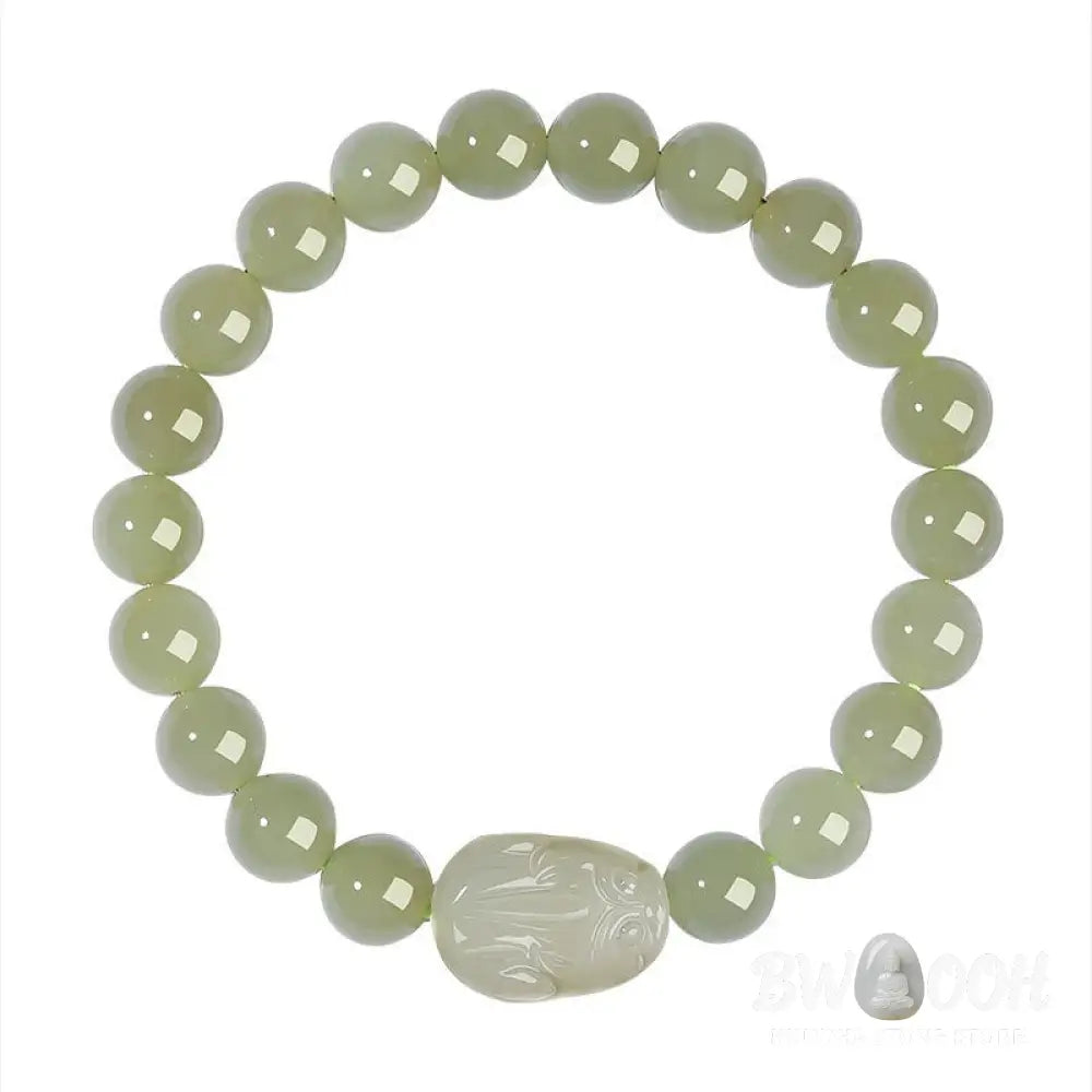 Buddha Stones Natural Hetian Jade PiXiu Carved Luck Bracelet - BWOOOH - Bracelet