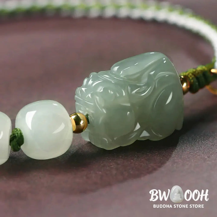 Buddha Stones Natural Hetian Jade PiXiu Luck Fu Character String Bracelet - BWOOOH - Hetian Jade(Prosperity♥Abundance)