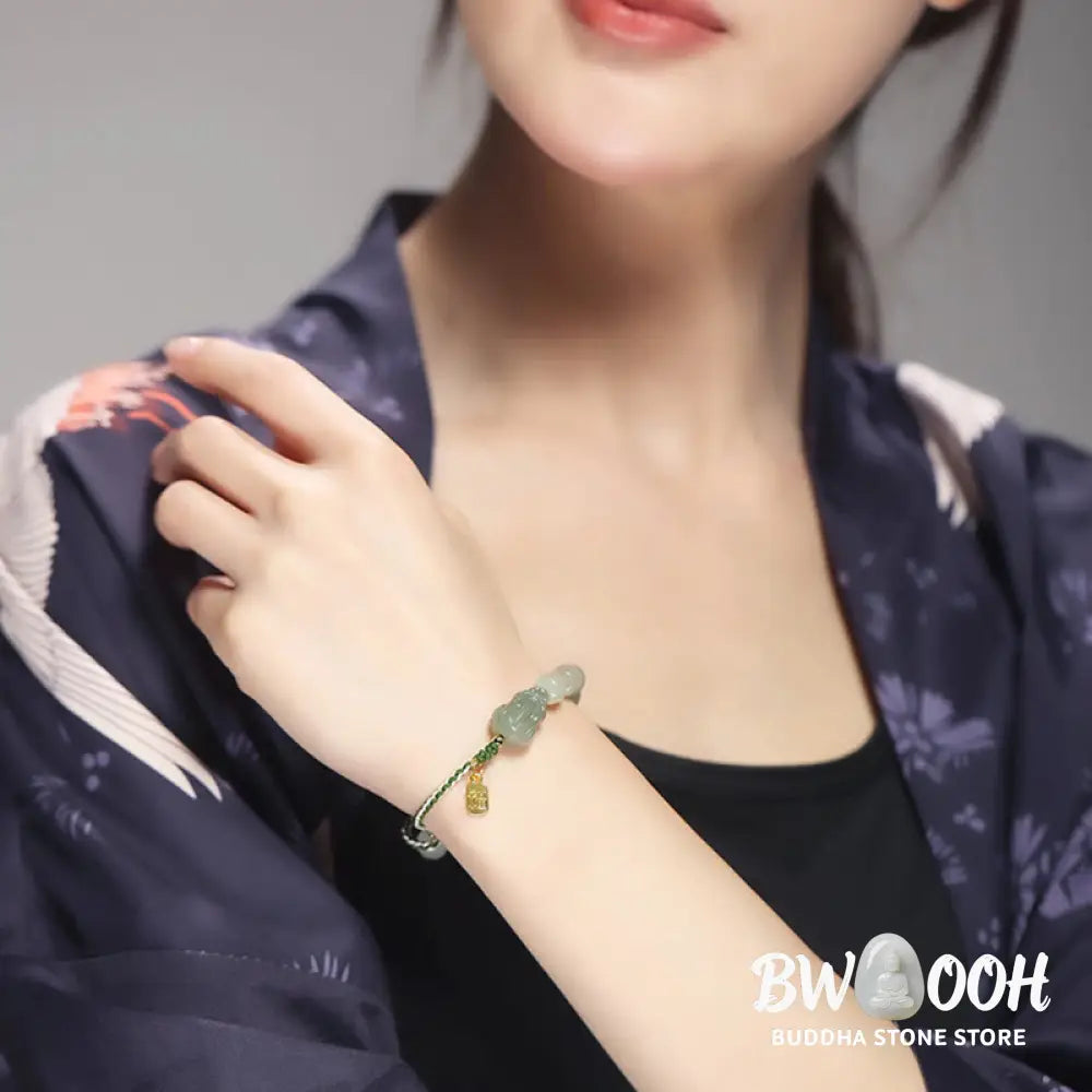 Buddha Stones Natural Hetian Jade PiXiu Luck Fu Character String Bracelet - BWOOOH - Hetian Jade(Prosperity♥Abundance)