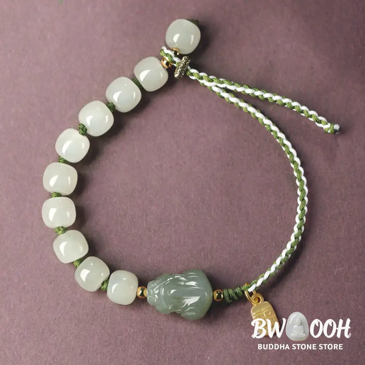 Buddha Stones Natural Hetian Jade PiXiu Luck Fu Character String Bracelet - BWOOOH - Hetian Jade(Prosperity♥Abundance)
