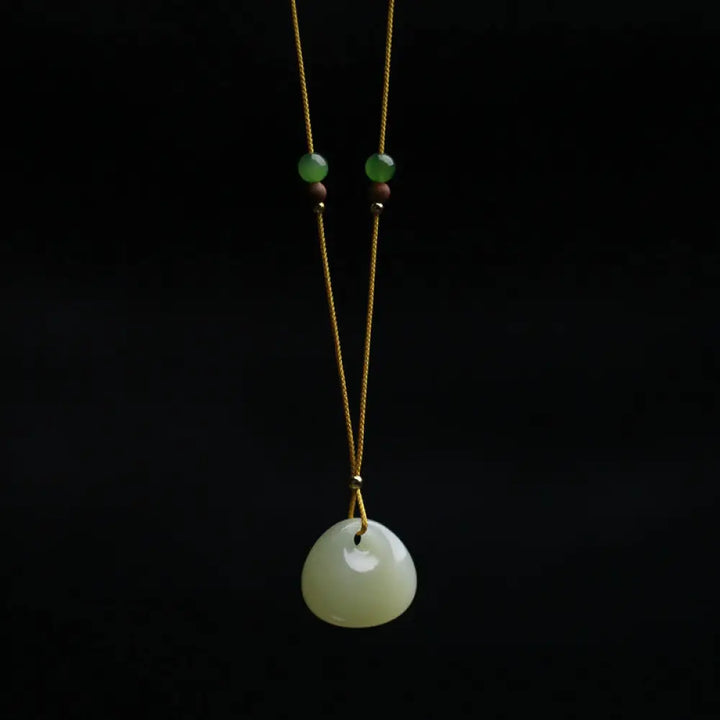 BWOOOH natural Hetian jade small bag pattern prosperity string necklace pendant