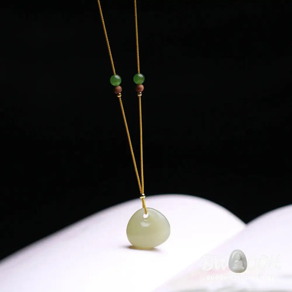 Buddha Stones Natural Hetian Jade Small Bag Pattern Prosperity String Necklace Pendant - BWOOOH - Necklaces & Pendants