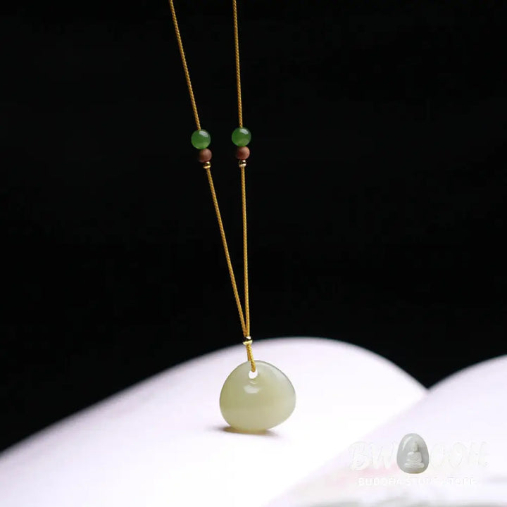 Buddha Stones Natural Hetian Jade Small Bag Pattern Prosperity String Necklace Pendant - BWOOOH - Necklaces &amp; Pendants