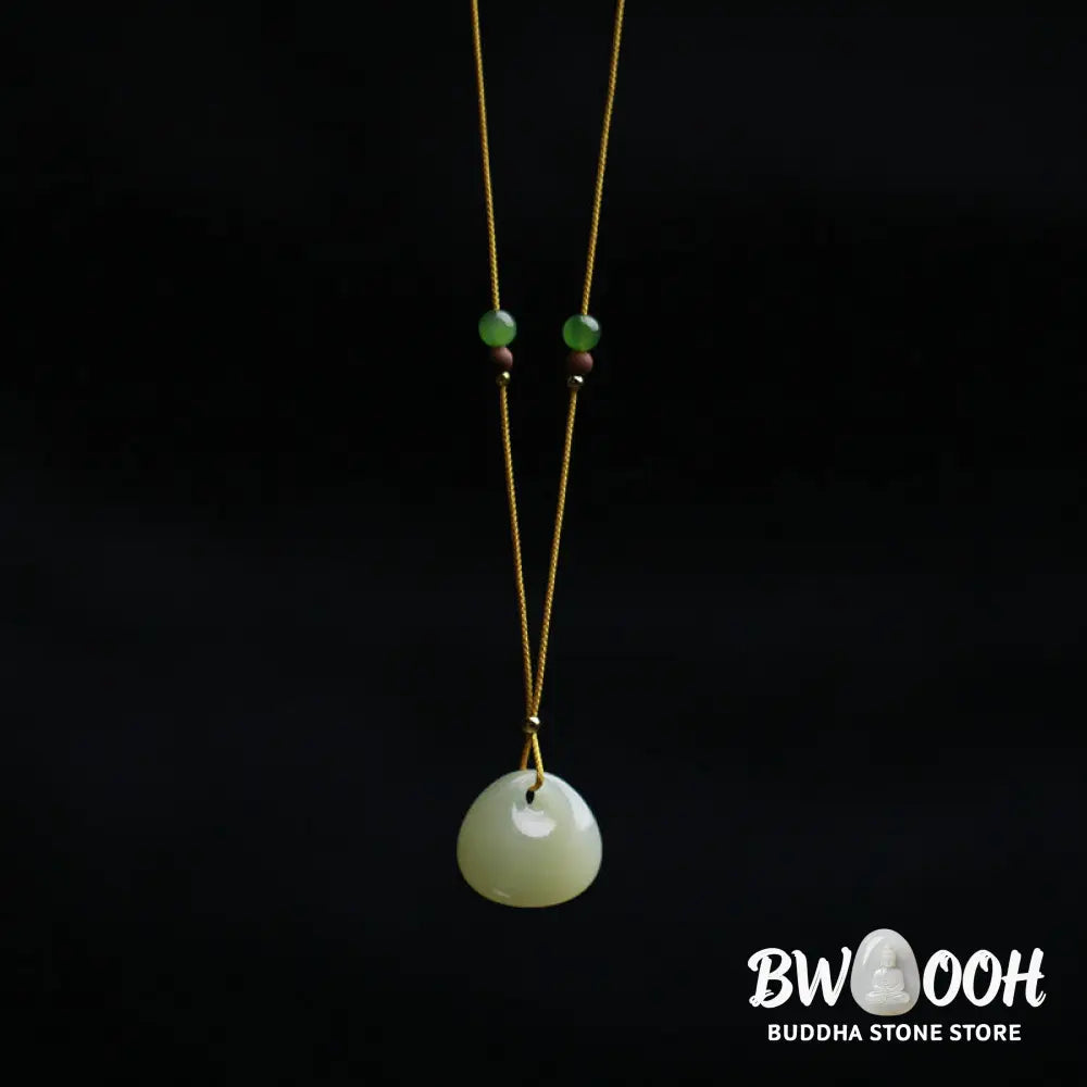 Buddha Stones Natural Hetian Jade Small Bag Pattern Prosperity String Necklace Pendant - BWOOOH - Necklaces &amp; Pendants