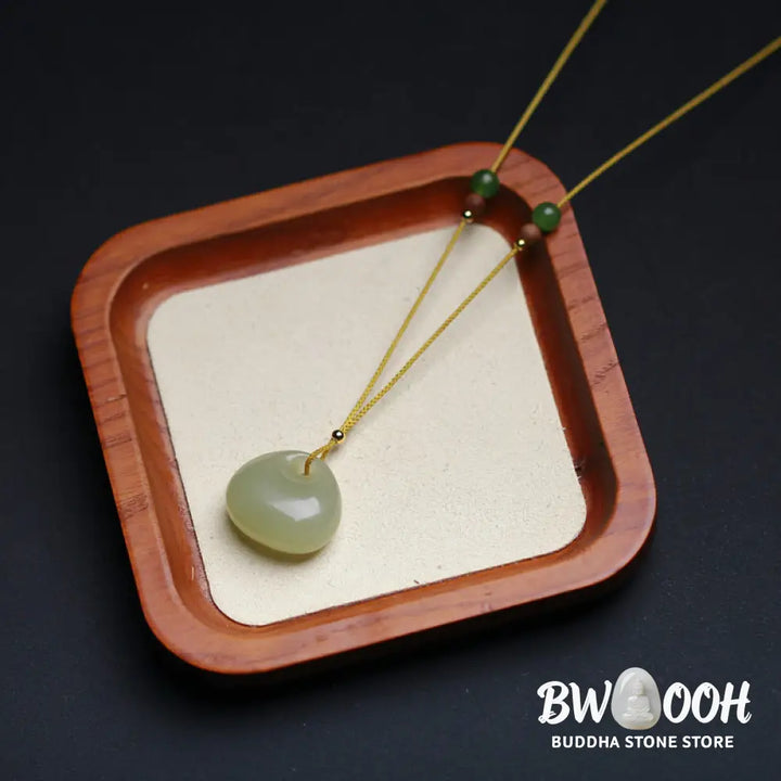 Buddha Stones Natural Hetian Jade Small Bag Pattern Prosperity String Necklace Pendant - BWOOOH - Necklaces &amp; Pendants