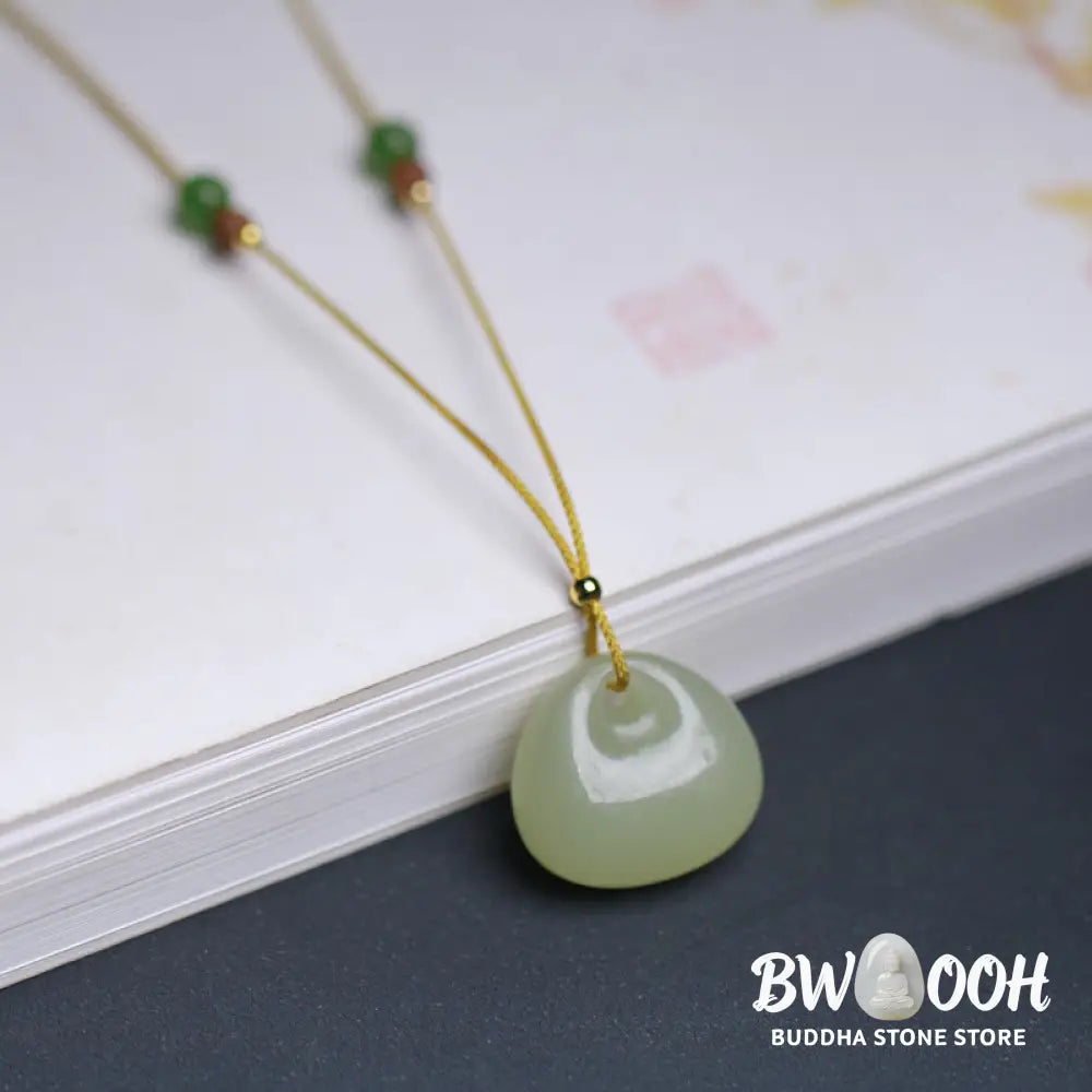 Buddha Stones Natural Hetian Jade Small Bag Pattern Prosperity String Necklace Pendant - BWOOOH - Necklaces &amp; Pendants