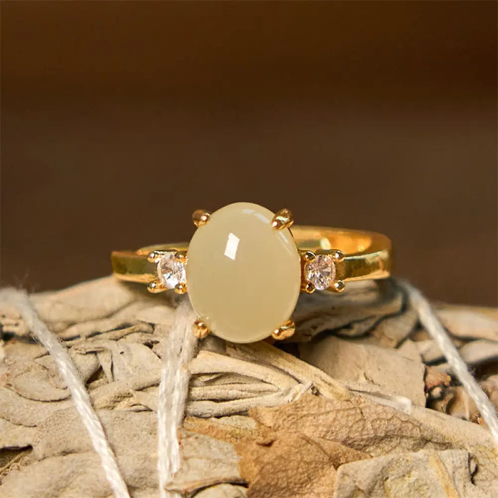 BWOOOH Natural Hetian Jade Zirconia Egg Copper Prosperity Ring — Jade spiritual jewelry for spiritual healing and mindful ...