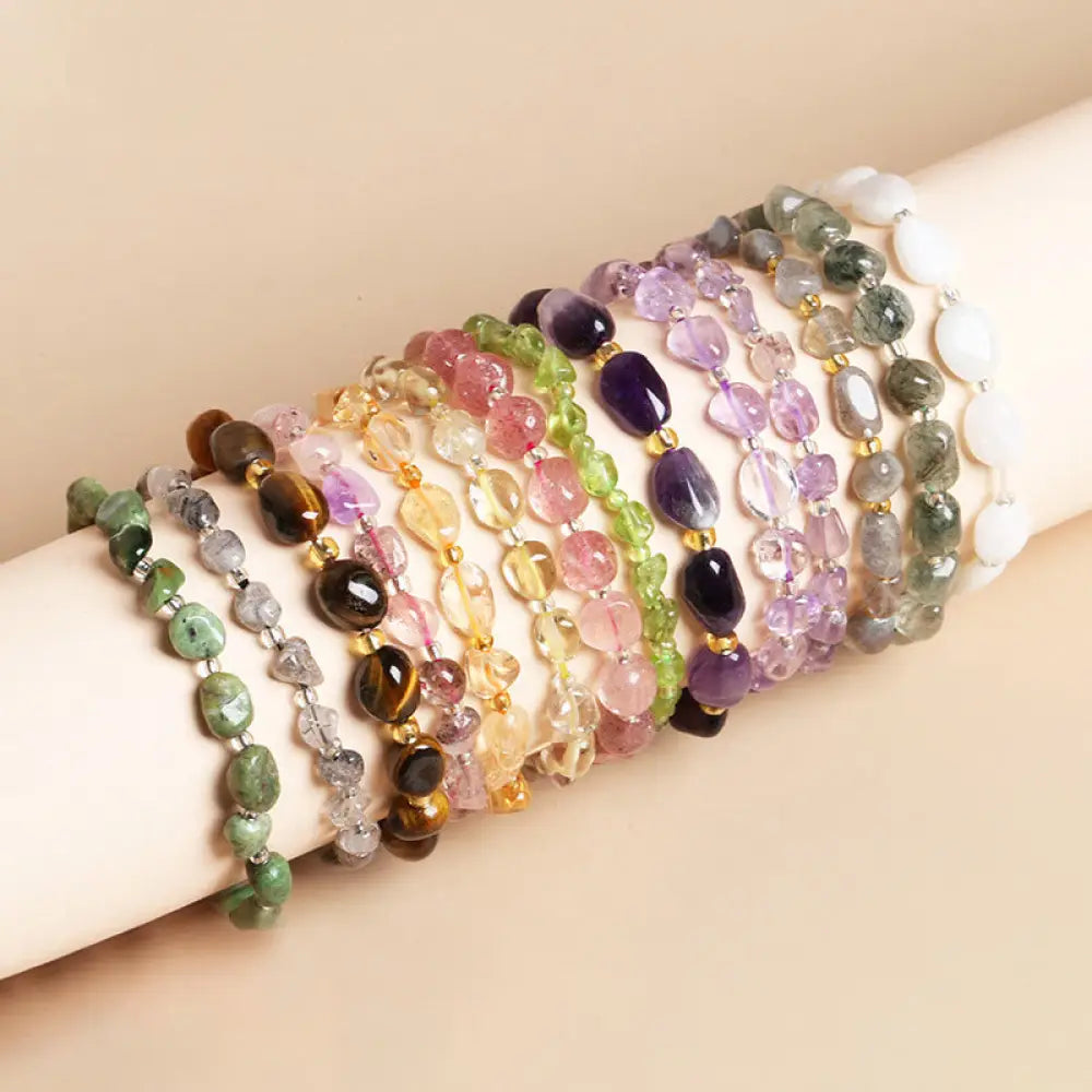 BWOOOH Natural Irregular Shape Stone Crystal Meditation Balance Bracelet | spiritual healing bracelet