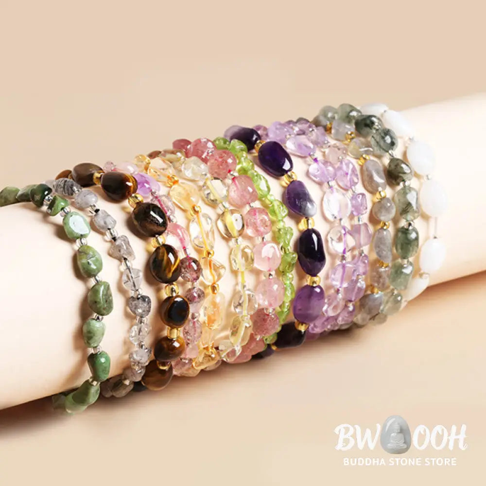 BWOOOH Natural Irregular Shape Stone Crystal Meditation Balance Bracelet | spiritual healing bracelet