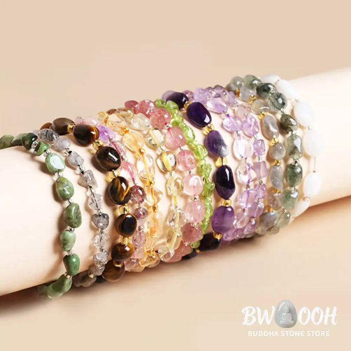 BWOOOH Natural Irregular Shape Stone Crystal Meditation Balance Bracelet | spiritual healing bracelet