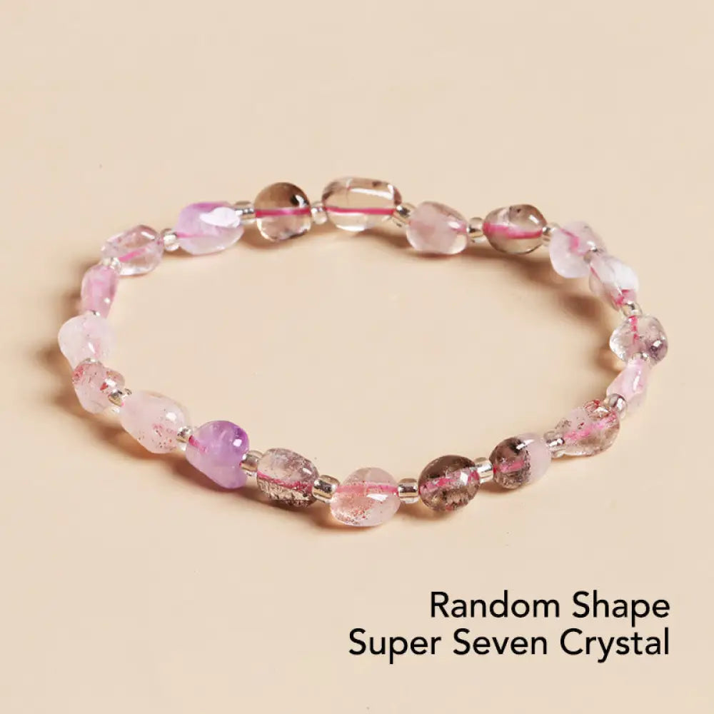 BWOOOH Natural Irregular Shape Stone Crystal Meditation Balance Bracelet - Random Shape Super Seven Crystal