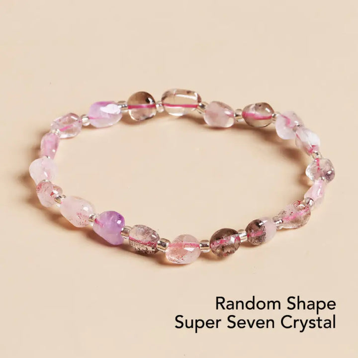 BWOOOH Natural Irregular Shape Stone Crystal Meditation Balance Bracelet - Random Shape Super Seven Crystal