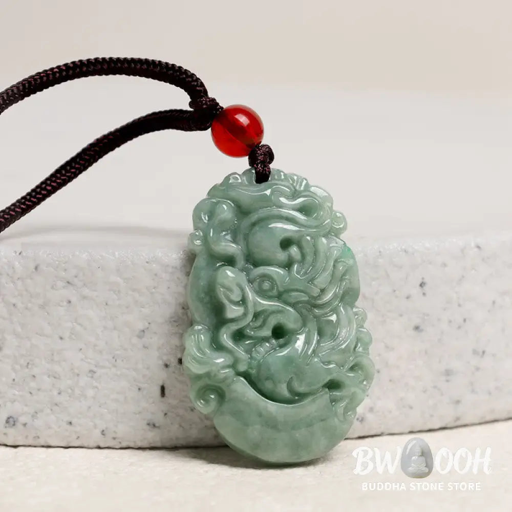 Buddha Stones Natural Jade 12 Chinese Zodiac Prosperity Necklace Pendant - BWOOOH - Necklaces & Pendants