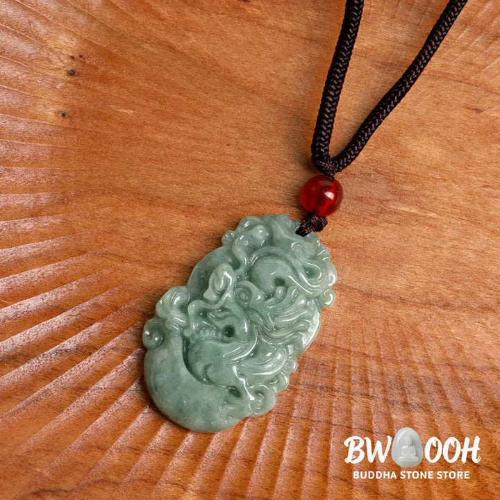 Buddha Stones Natural Jade 12 Chinese Zodiac Prosperity Necklace Pendant - BWOOOH - Necklaces &amp; Pendants