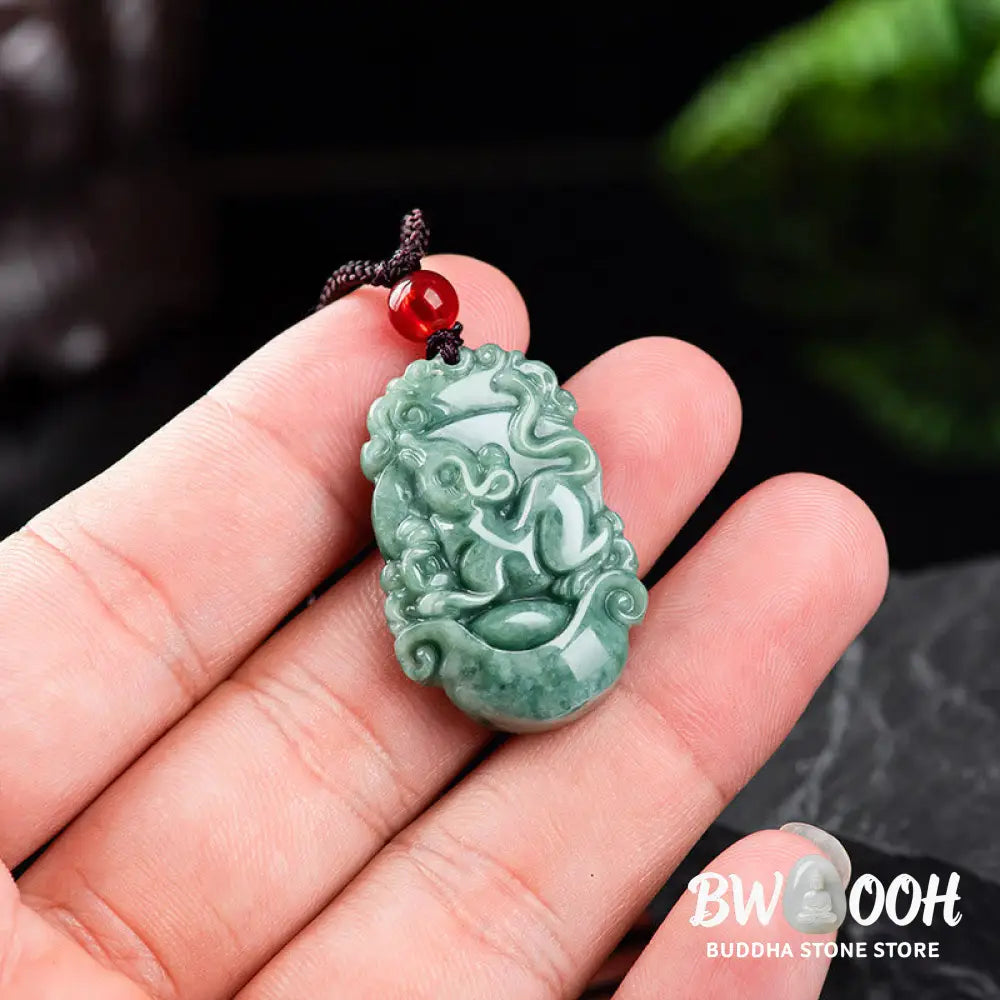 Buddha Stones Natural Jade 12 Chinese Zodiac Prosperity Necklace Pendant - BWOOOH - Necklaces &amp; Pendants