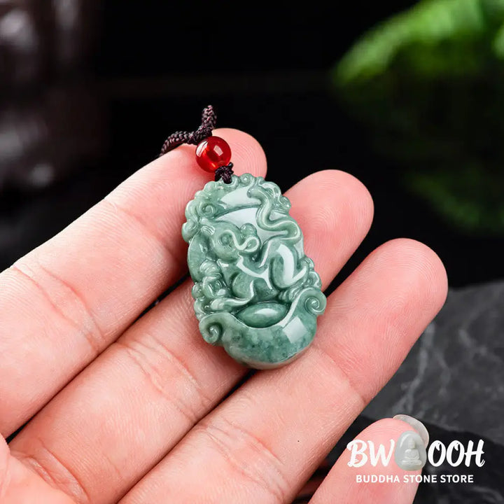Buddha Stones Natural Jade 12 Chinese Zodiac Prosperity Necklace Pendant - BWOOOH - Necklaces &amp; Pendants