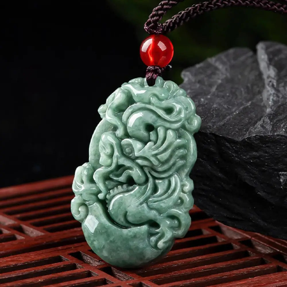 BWOOOH Natural Jade 12 Chinese Zodiac Prosperity Necklace Pendant — genuine jade with all 12 zodiac animals carved, feng shui spiritual jewelry on 45cm chain