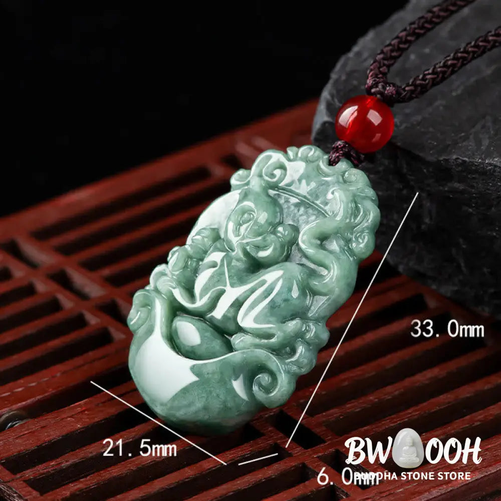 Buddha Stones Natural Jade 12 Chinese Zodiac Prosperity Necklace Pendant - BWOOOH - Necklaces &amp; Pendants