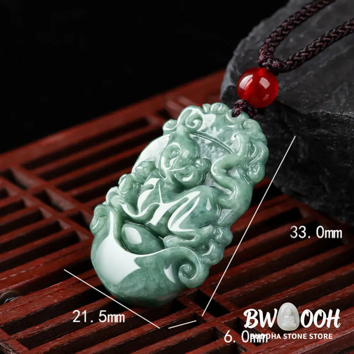 Buddha Stones Natural Jade 12 Chinese Zodiac Prosperity Necklace Pendant - BWOOOH - Necklaces &amp; Pendants